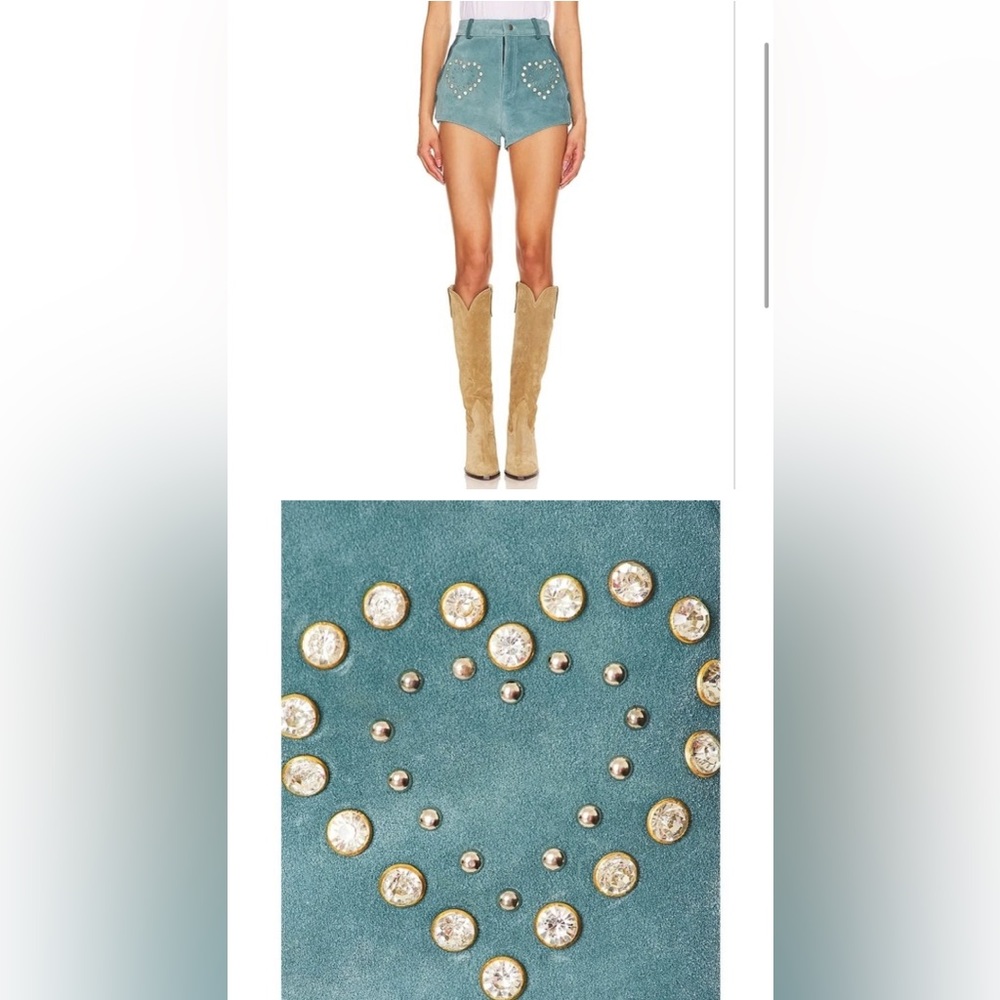 UNDERSTATED LEATHER Wanted Shorts in Turquoise Stone size LARGE Rev…